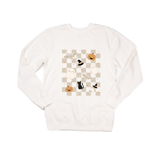 Neutral Spooky Checkered - Sweatshirt (Creme)