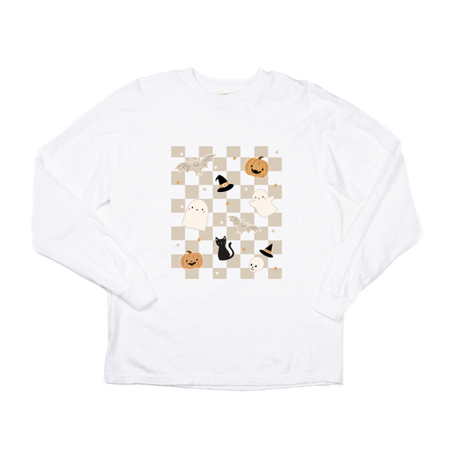 Neutral Spooky Checkered - Tee (Vintage White, Long Sleeve)