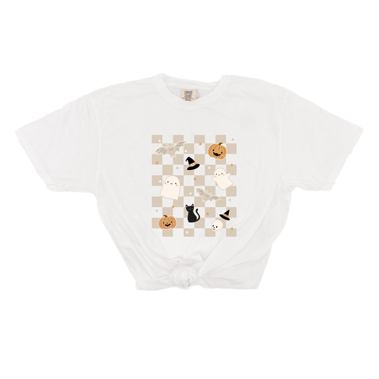 Neutral Spooky Checkered - Tee (Vintage White, Short Sleeve)