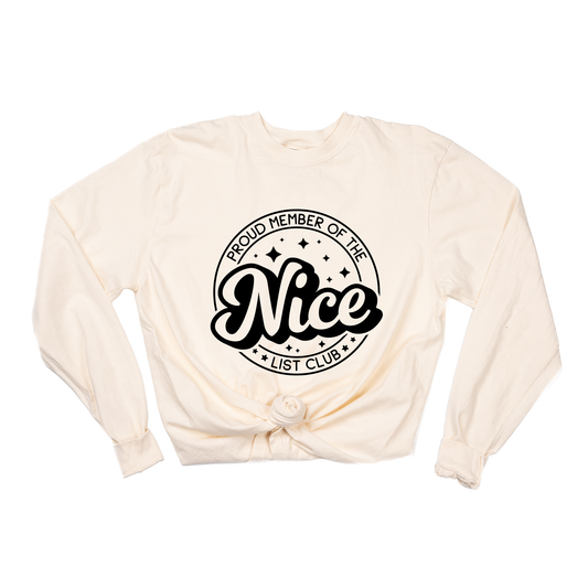 Nice List Club (Black) - Tee (Vintage Natural, Long Sleeve)