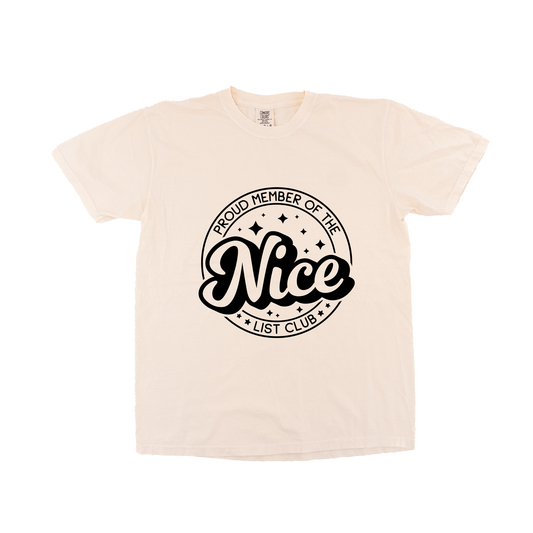 Nice List Club (Black) - Tee (Vintage Natural, Short Sleeve)