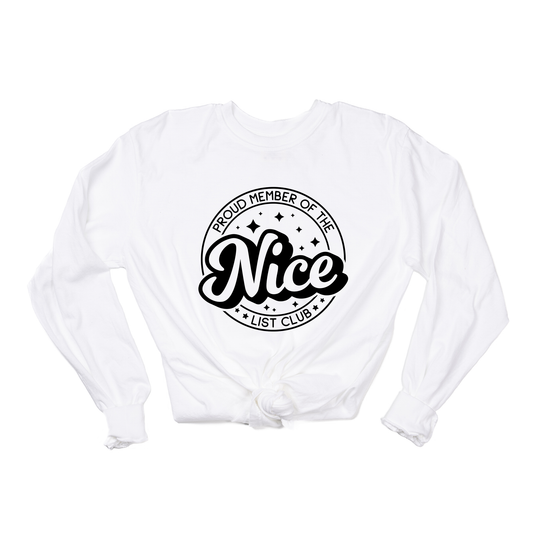 Nice List Club (Black) - Tee (Vintage White, Long Sleeve)