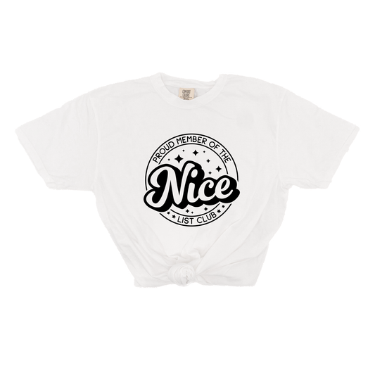 Nice List Club (Black) - Tee (Vintage White, Short Sleeve)