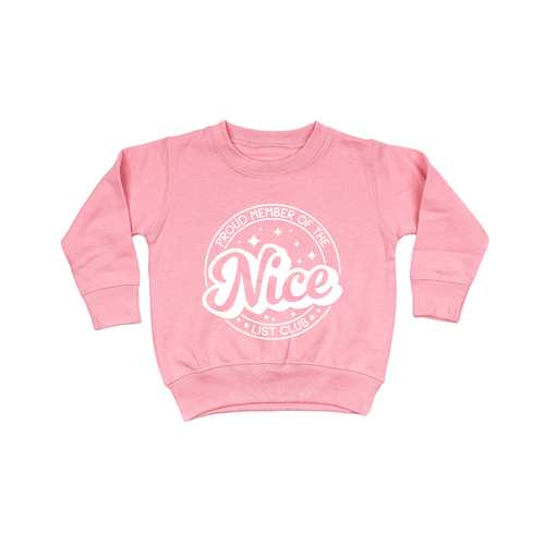 Nice List Club (White) - Kids Tee (Pink)