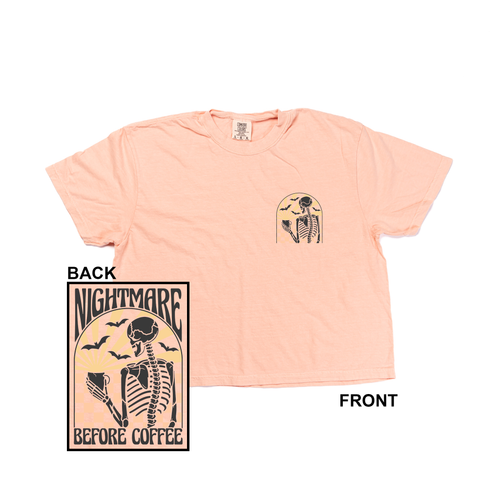 Nightmare Before Coffee (Front & Back) - Cropped Tee (Peach)