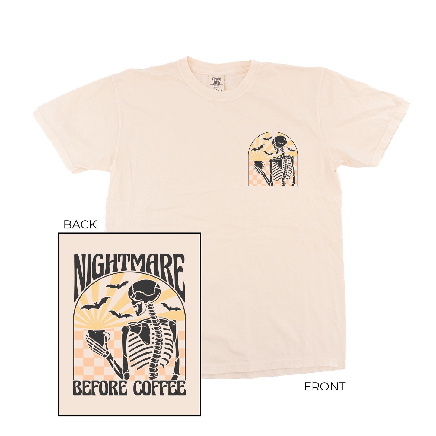 Nightmare Before Coffee (Pocket & Back) - Tee (Vintage Natural, Short Sleeve)