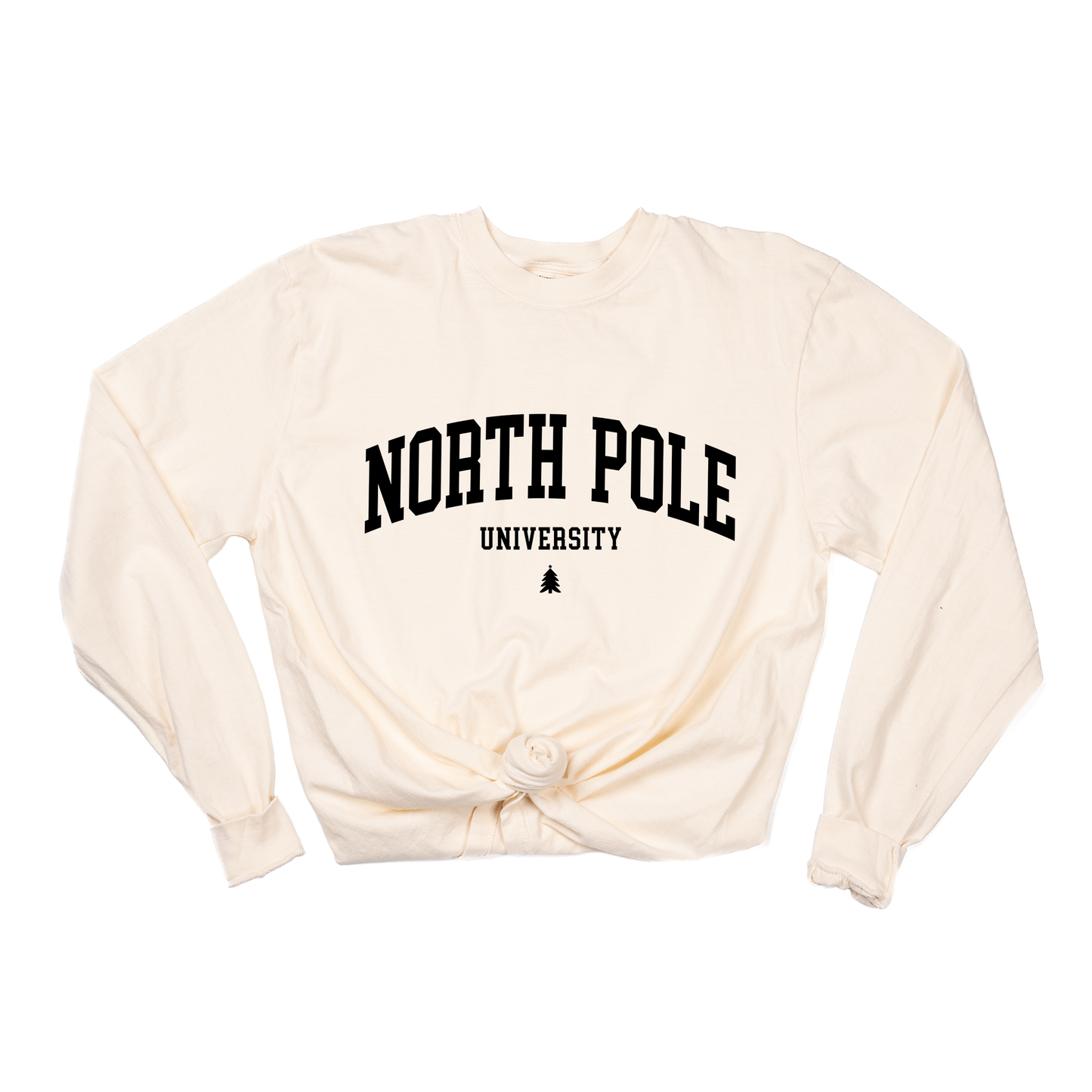 North Pole University (Black) - Tee (Vintage Natural, Long Sleeve)