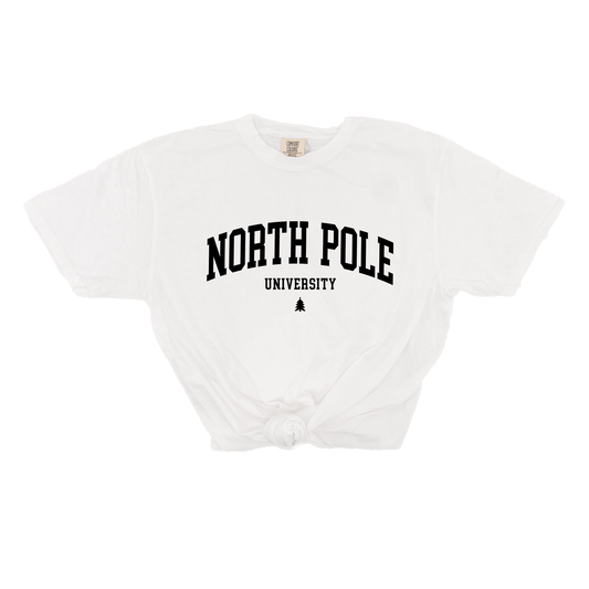 North Pole University (Black) - Tee (Vintage White, Short Sleeve)