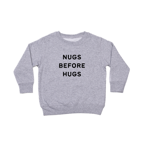 Nugs Before Hugs (Black) - Kids Sweatshirt (Heather Gray)