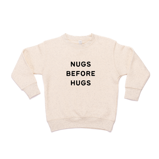 Nugs Before Hugs (Black) - Kids Sweatshirt (Heather Natural)