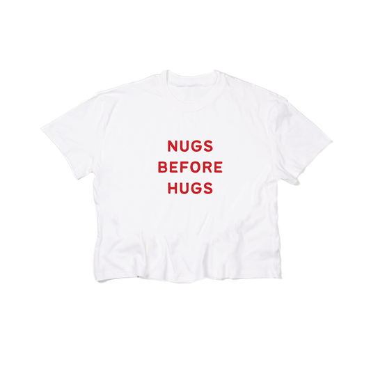 Nugs Before Hugs (Red) - Cropped Tee (White)