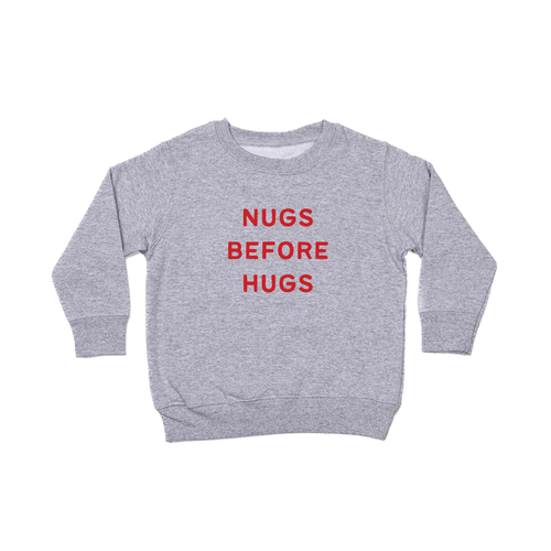 Nugs Before Hugs (Red) - Kids Sweatshirt (Heather Gray)