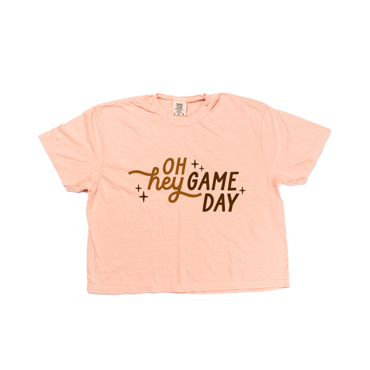 Oh Hey Game Day - Cropped Tee (Peach)