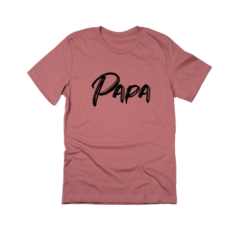 Papa (Brushed, Black, Across Front) - Tee (Mauve)