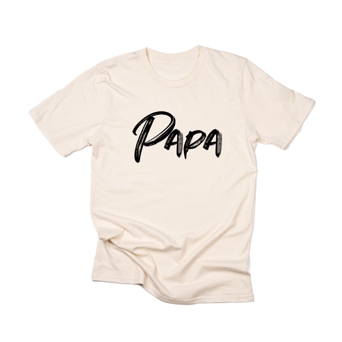 Papa (Brushed, Black, Across Front) - Tee (Natural)