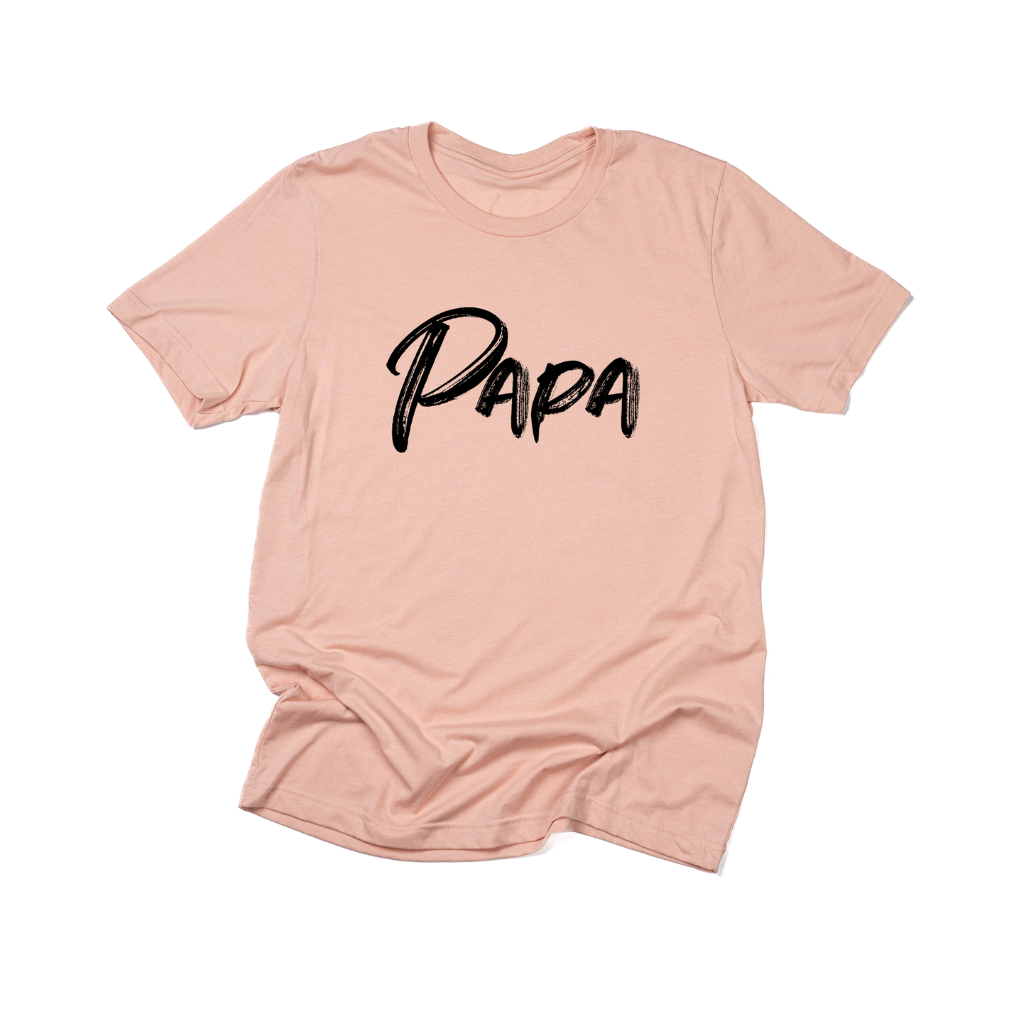 Papa (Brushed, Black, Across Front) - Tee (Peach)