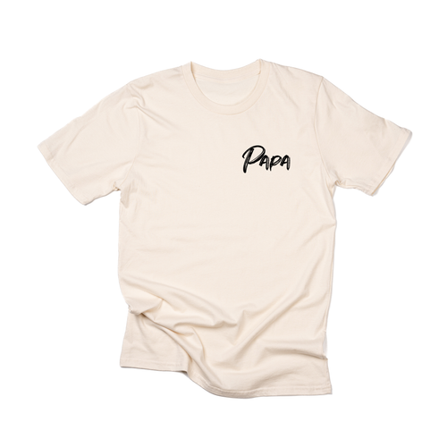 Papa (Brushed, Black, Pocket) - Tee (Natural)