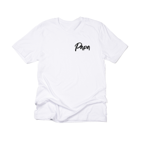 Papa (Brushed, Black, Pocket) - Tee (White)