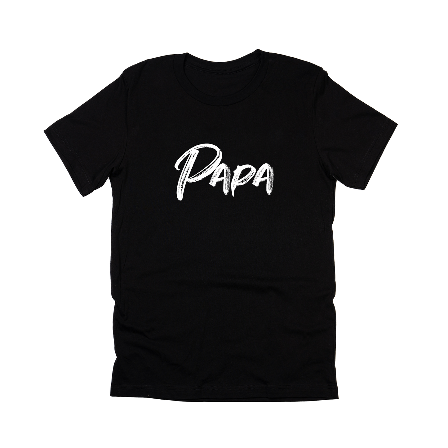 Papa (Brushed, White, Across Front) - Tee (Black)