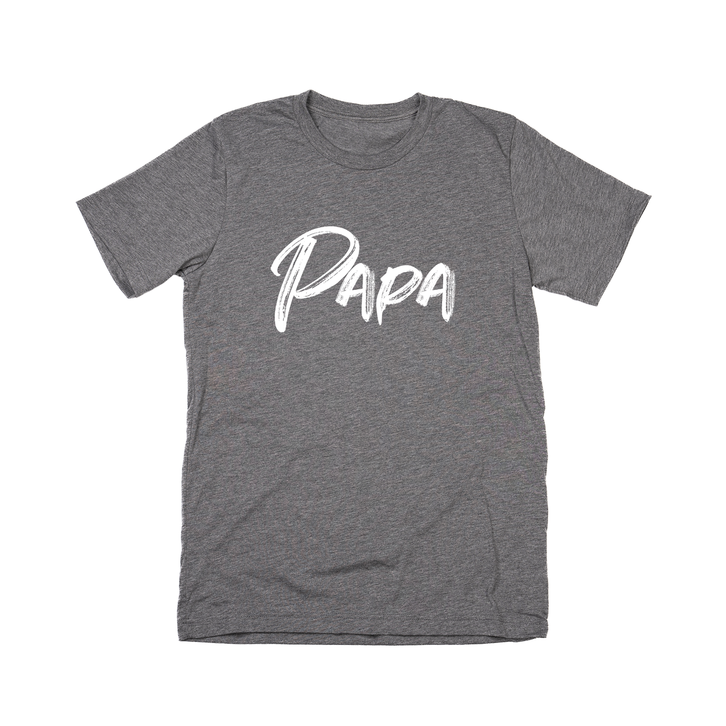 Papa (Brushed, White, Across Front) - Tee (Gray)