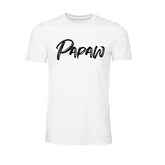 Papaw (Brushed, Black, Across Front) - Tee (White)