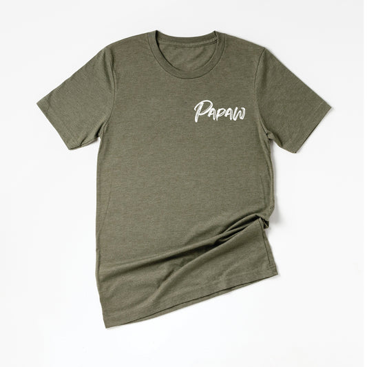 Papaw (Brushed, White, Pocket) - Tee (Olive)