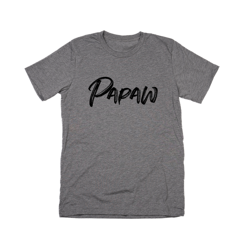 Papaw (Brushed, Black, Across Front) - Tee (Gray)