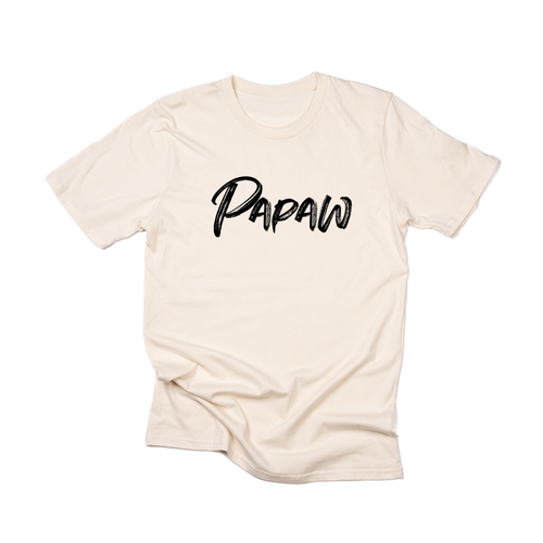 Papaw (Brushed, Black, Across Front) - Tee (Natural)