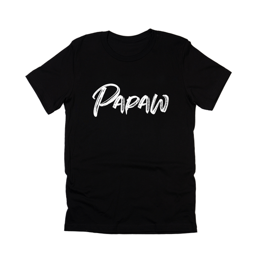 Papaw (Brushed, White, Across Front) - Tee (Black)