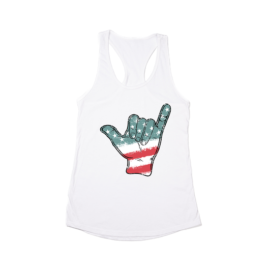 Patriotic Hang Loose - Women's Racerback Tank Top (White)