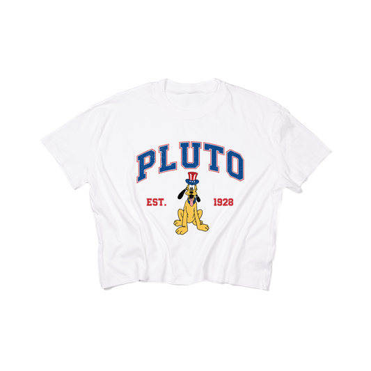 Patriotic Magic Mouse Character (Pluto) - Cropped Tee (White)