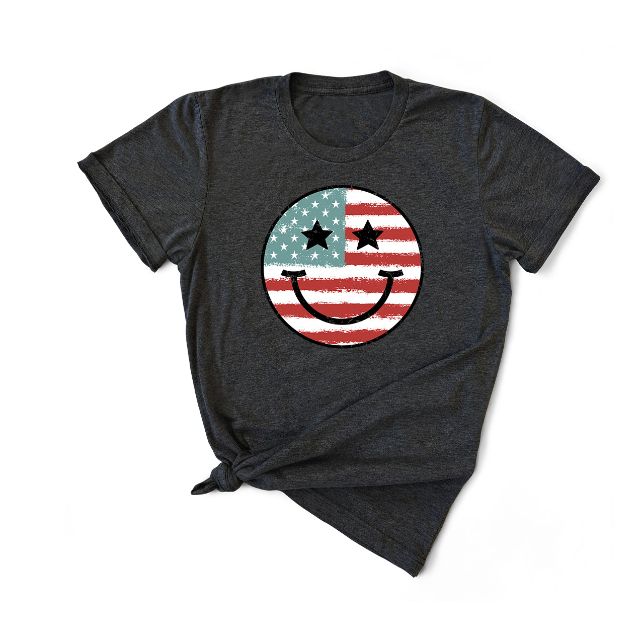 Patriotic Smiley - Tee (Charcoal Black)