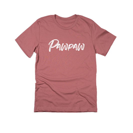 Pawpaw (Brushed, White, Across Front) - Tee (Mauve)