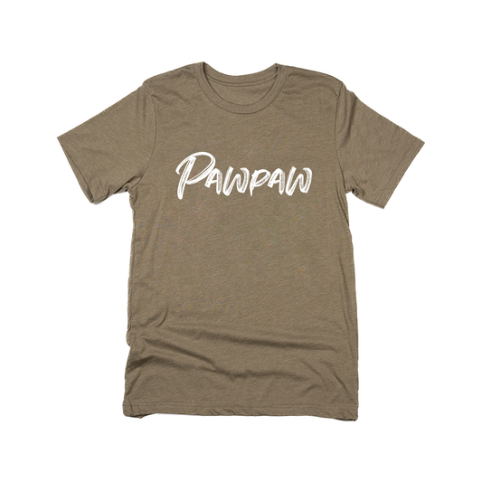 Pawpaw (Brushed, White, Across Front) - Tee (Olive)