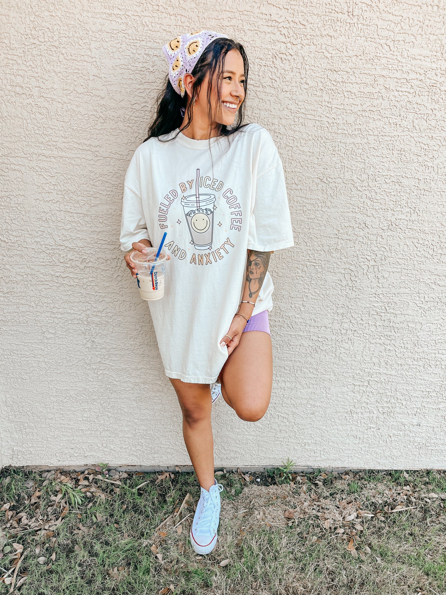 Fueled By Iced Coffee and Anxiety - Tee (Vintage White)