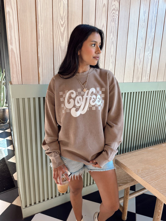 Retro Checkered Coffee - Sweatshirt (Cocoa)