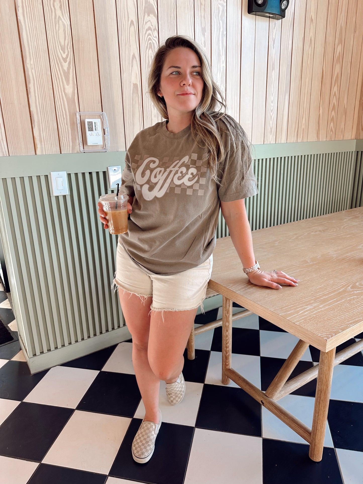 Retro Checkered Coffee - Tee (Espresso)