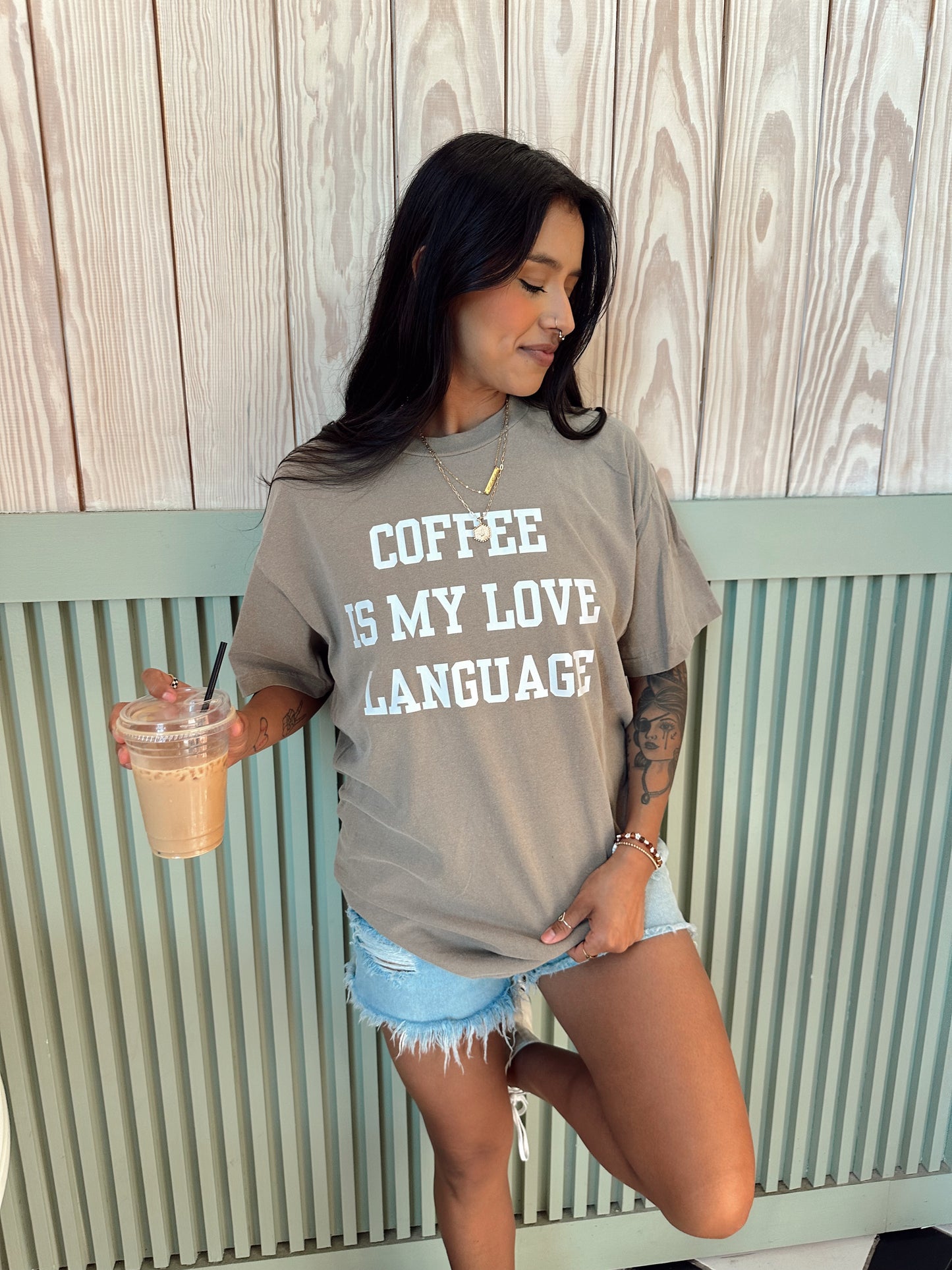 Coffee Is My Love Language (Creme) - Tee (Espresso)