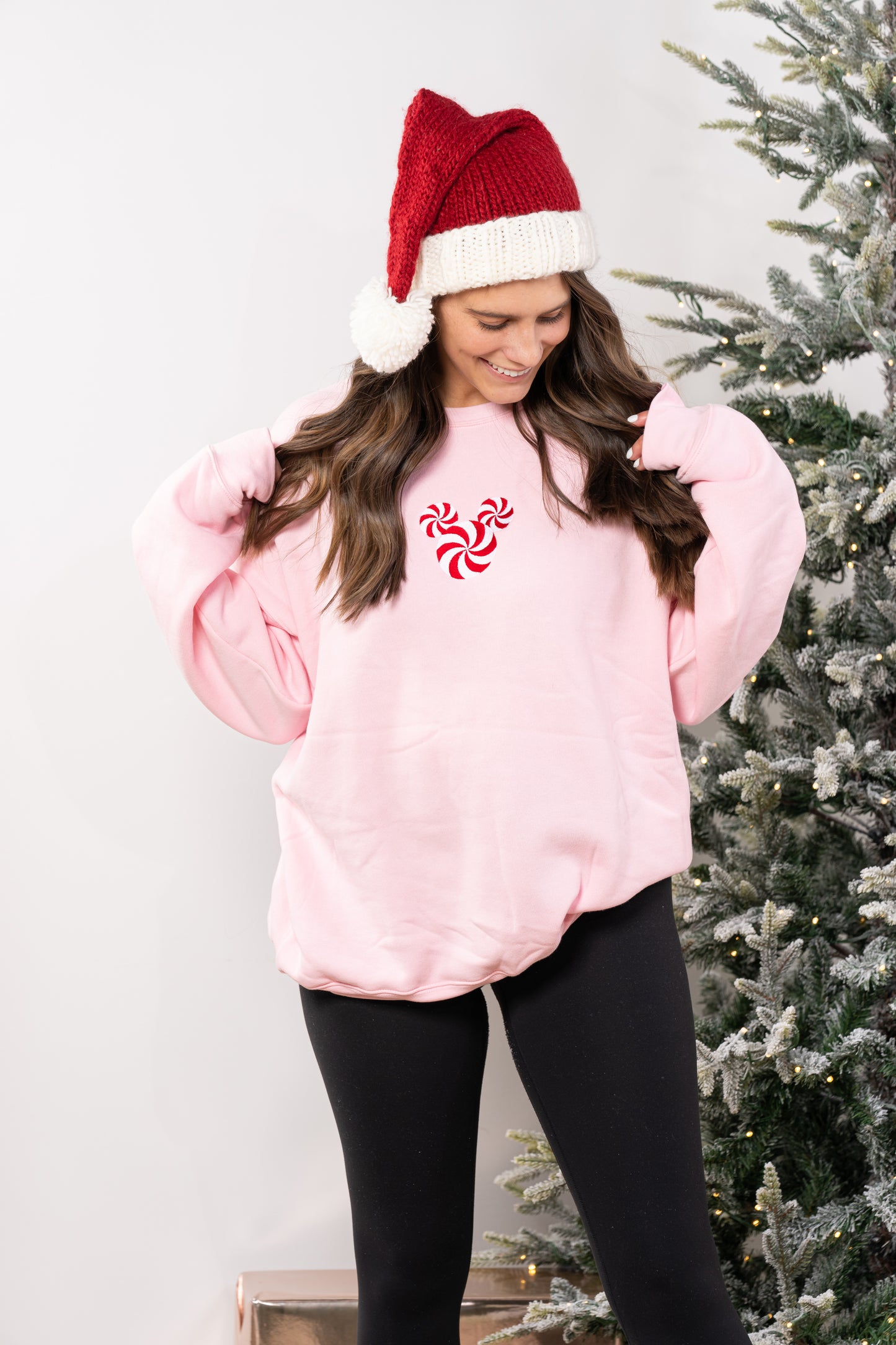 Peppermint Mouse - Embroidered Sweatshirt (Light Pink)