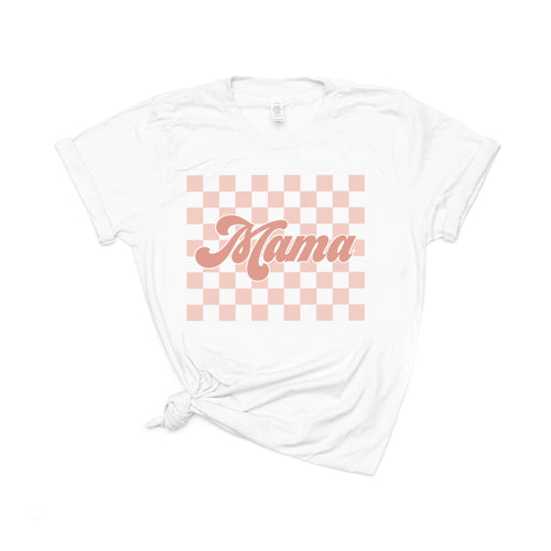 Mama Pink Checkered - Tee (White)