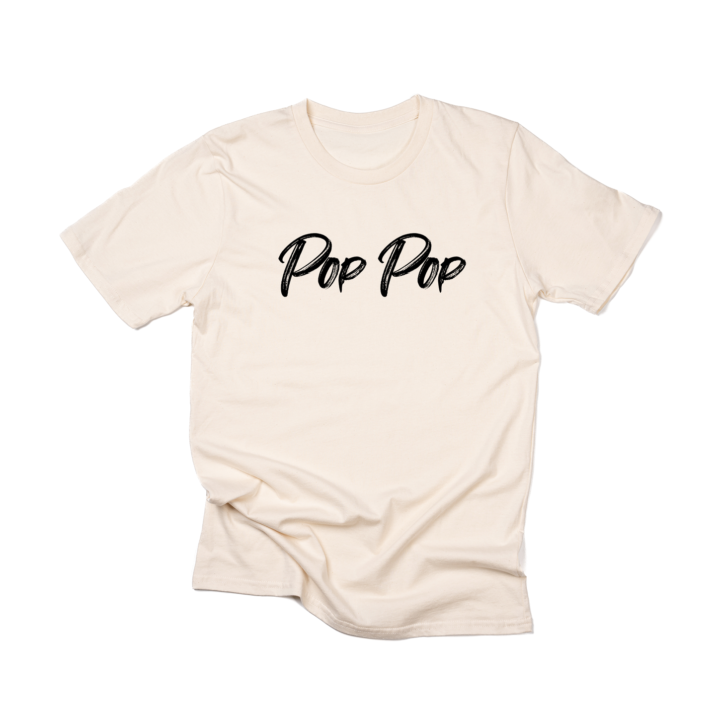 Pop Pop (Brushed, Black, Across Front) - Tee (Natural)