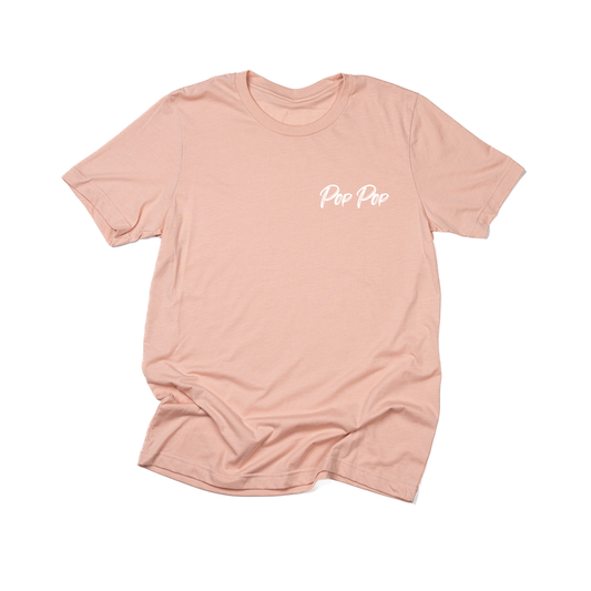 Pop Pop (Brushed, White, Pocket) - Tee (Peach)