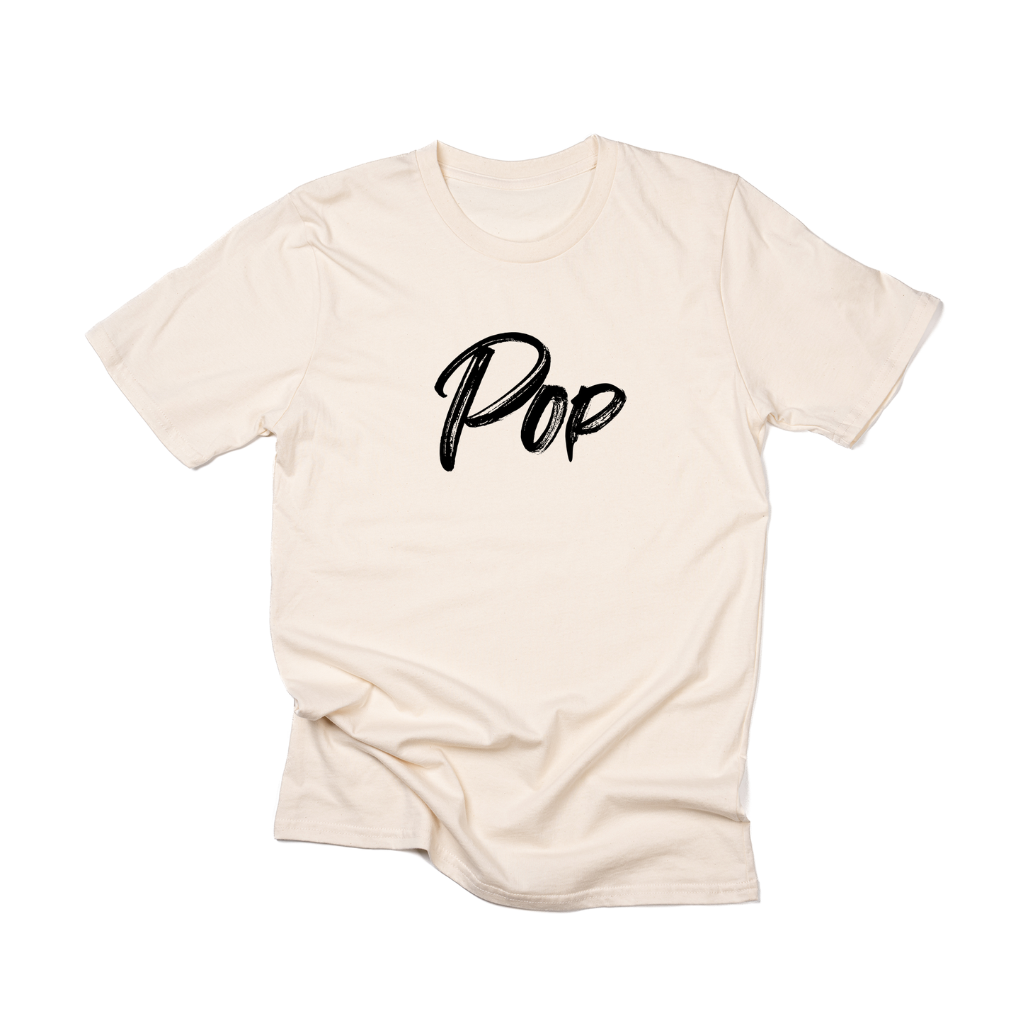 Pop (Brushed, Black, Across Front) - Tee (Natural)