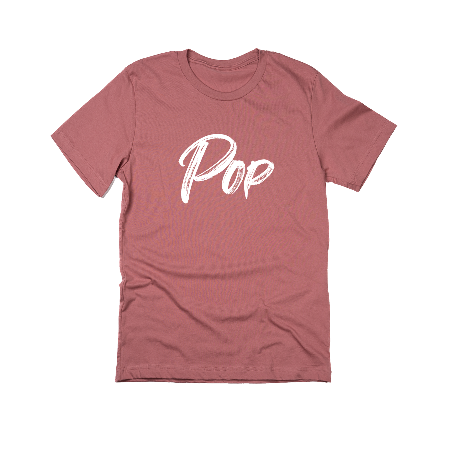 Pop (Brushed, White, Across Front) - Tee (Mauve)