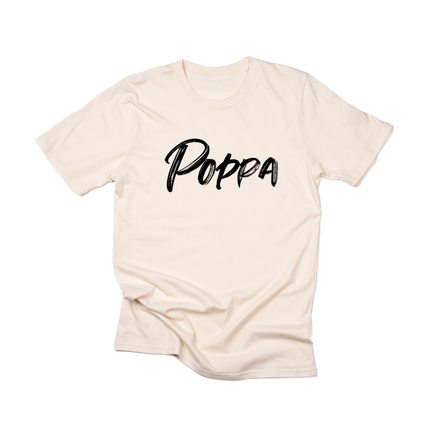 Poppa (Brushed, Black, Across Front) - Tee (Natural)