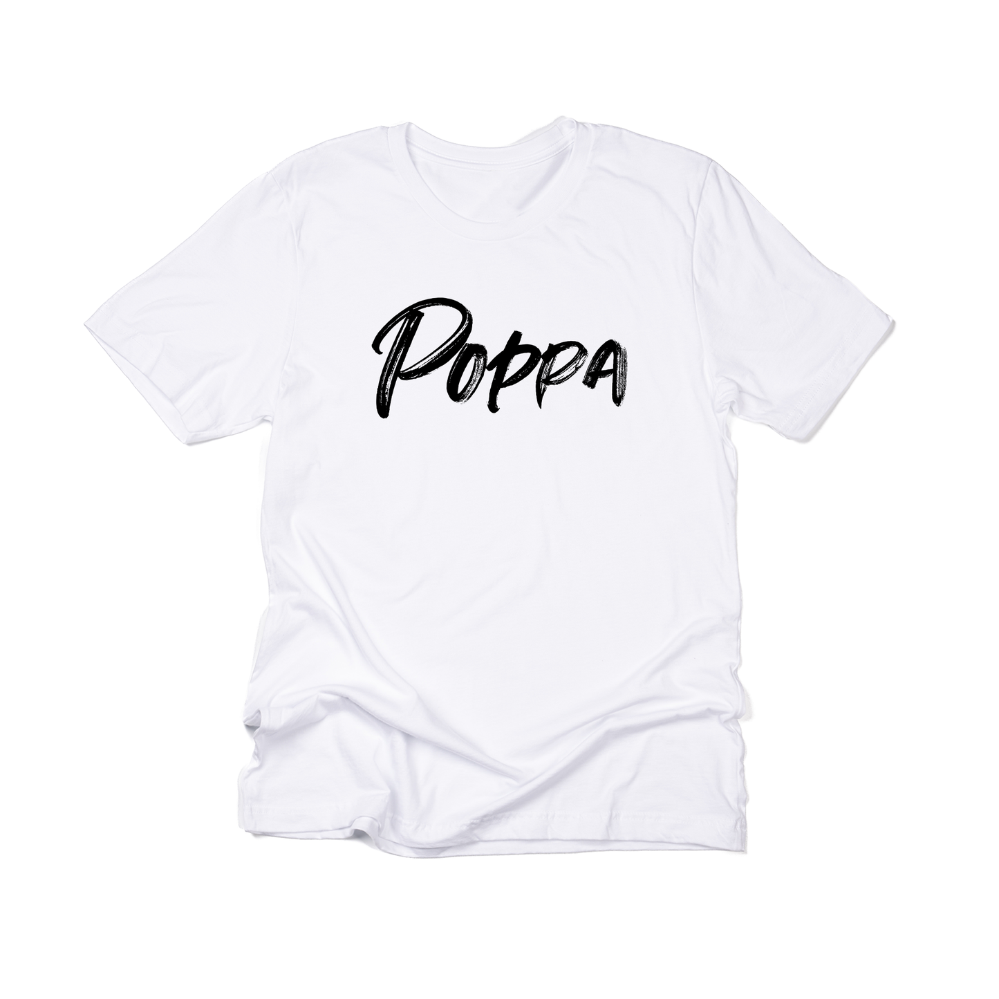 Poppa (Brushed, Black, Across Front) - Tee (White)