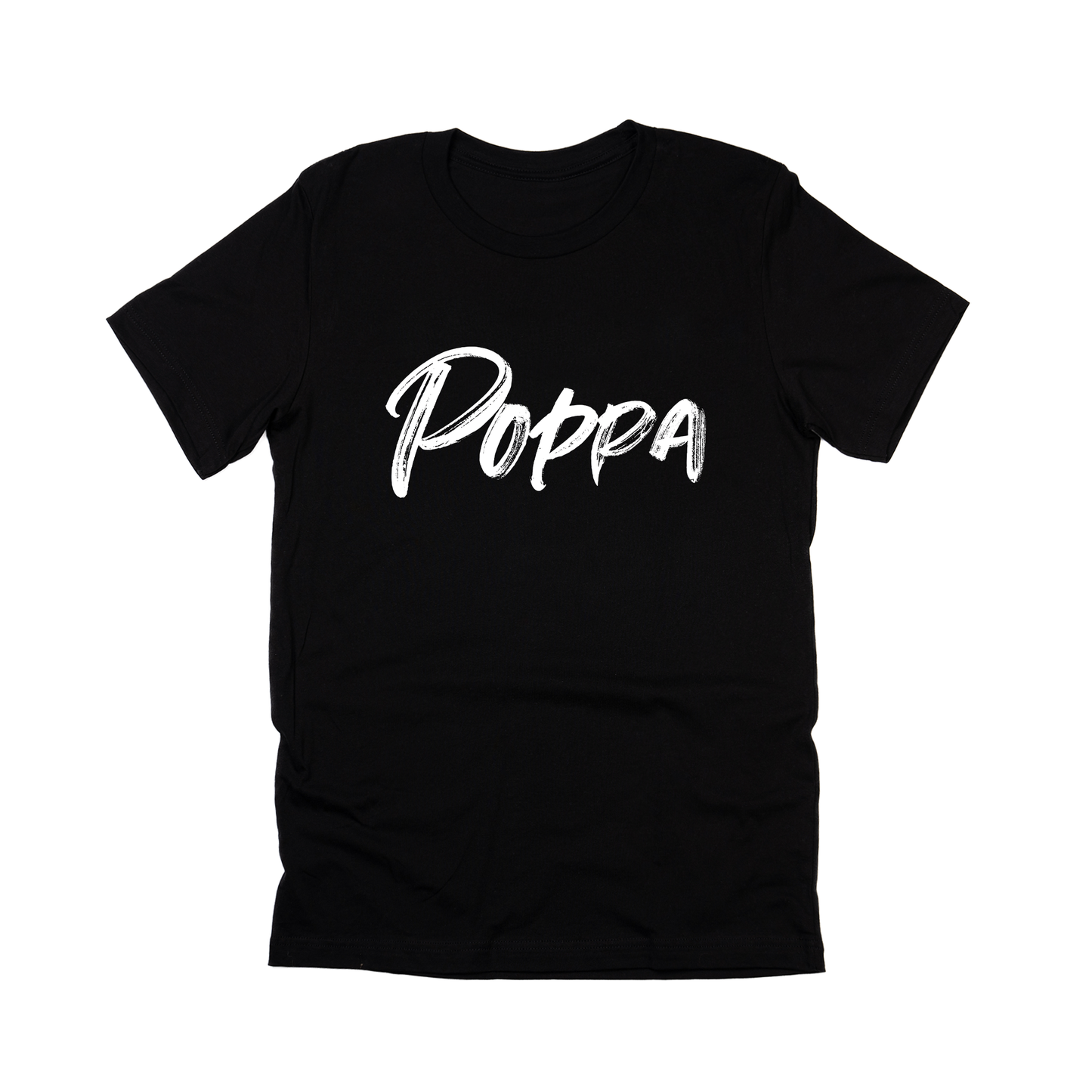 Poppa (Brushed, White, Across Front) - Tee (Black)