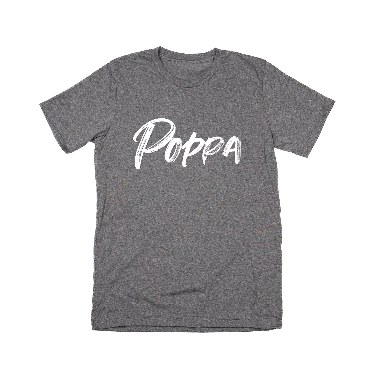 Poppa (Brushed, White, Across Front) - Tee (Gray)