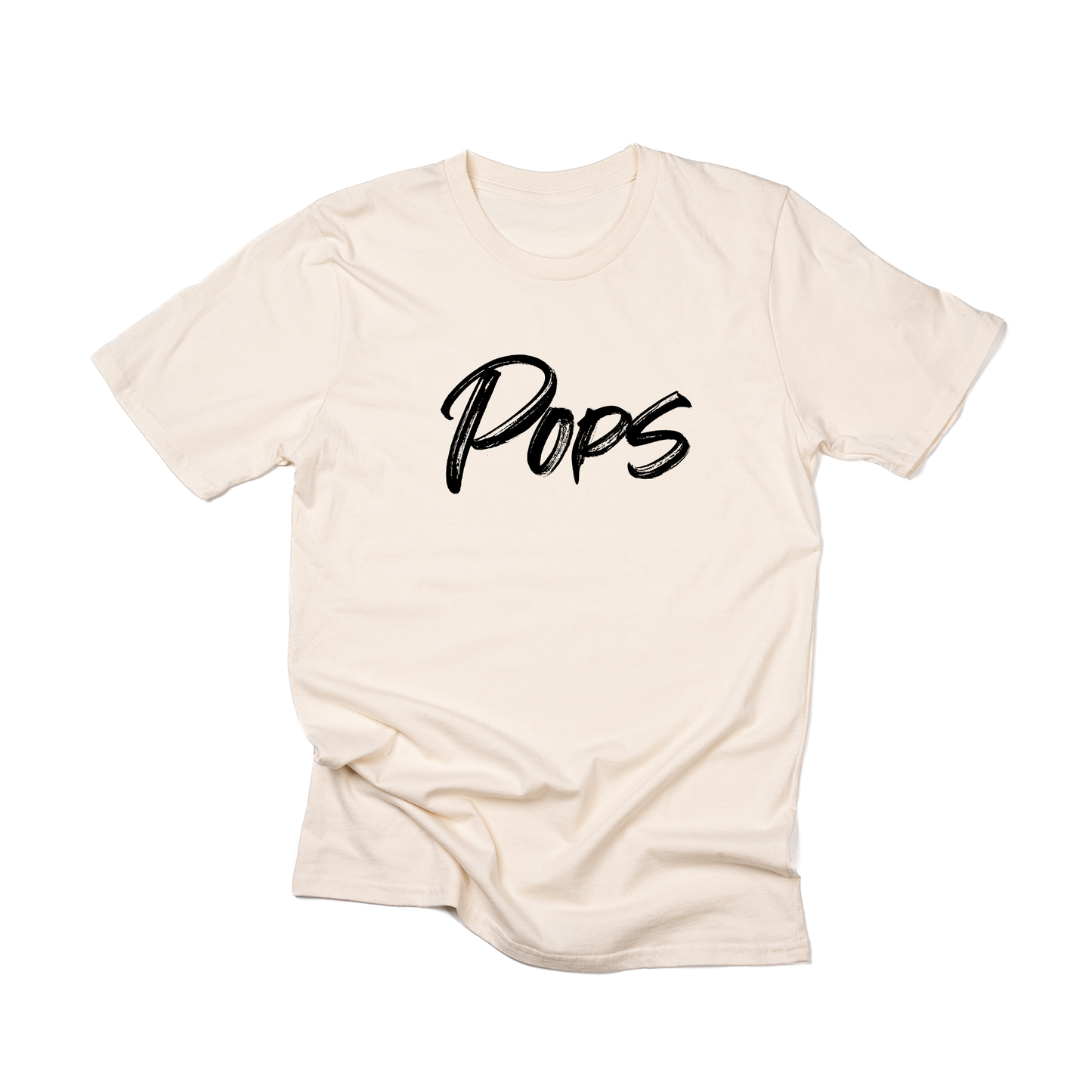 Pops (Brushed, Black, Across Front) - Tee (Natural)