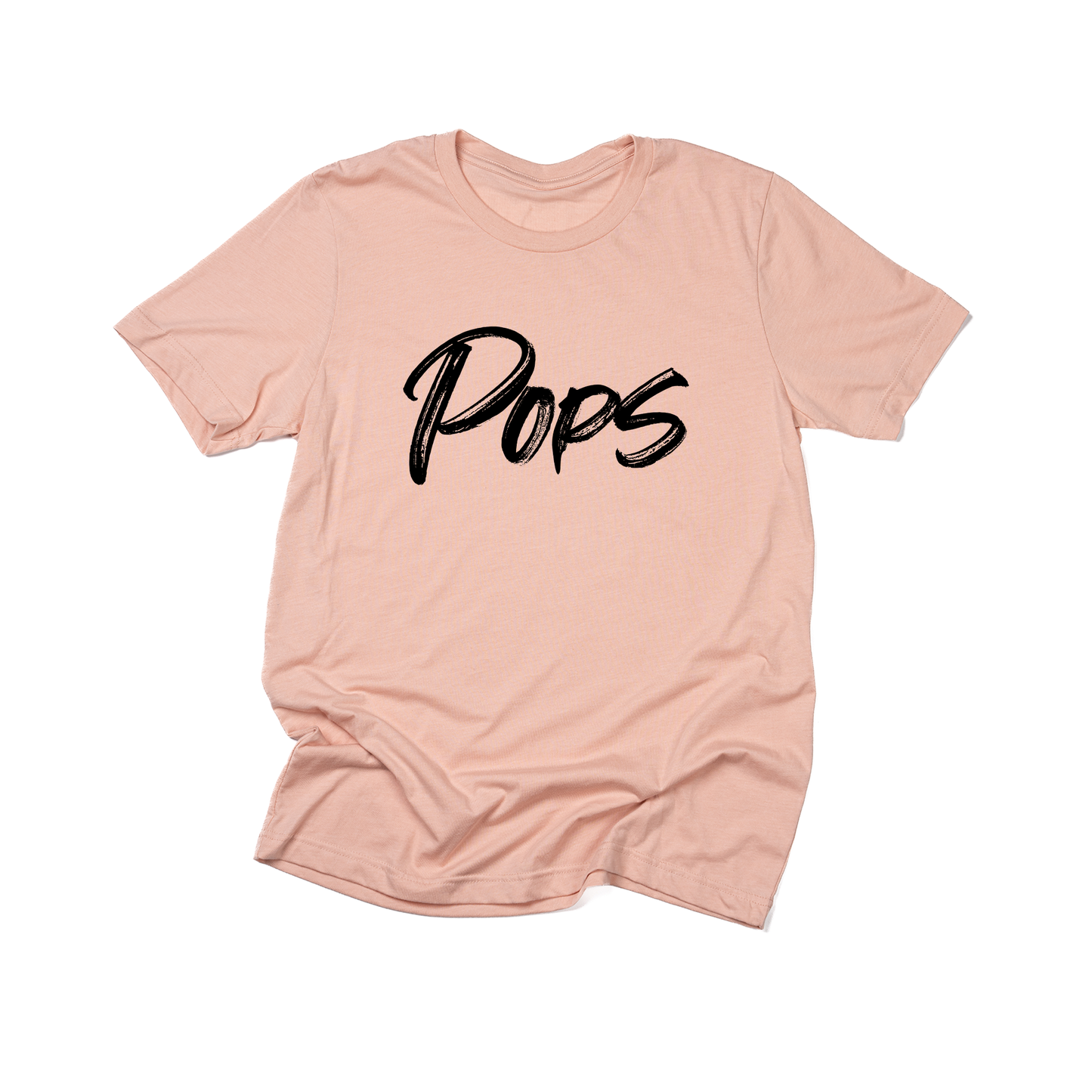 Pops (Brushed, Black, Across Front) - Tee (Peach)